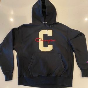 Men’s Navy Champion Reverse Weave Vintage Style Hoodie -Large